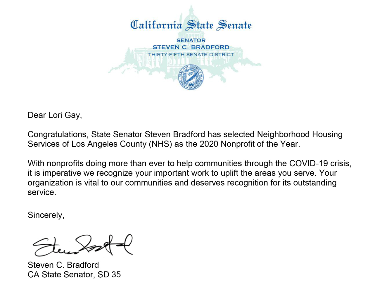 NHS Named 2020 California Nonprofit of the Year Neighborhood Housing